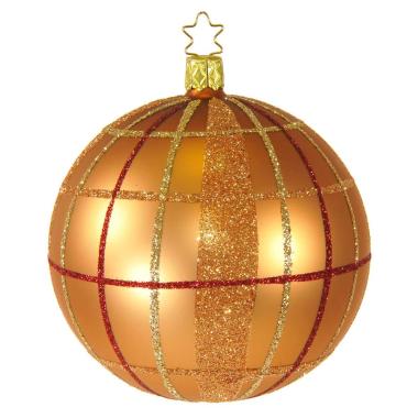 Pallina Natale Vetro Collezione cm.Ø10 Bronzo Righe Quadri |Inge's Glass