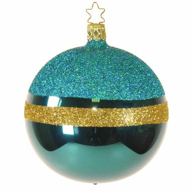 Pallina Natale Vetro Collezione cm.Ø8 Verde Blu Ottanio |Inge's Glass
