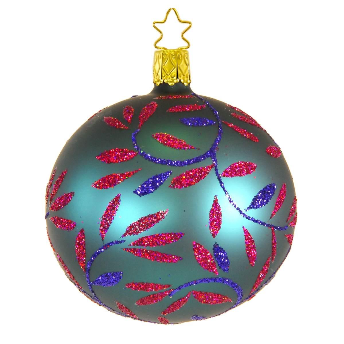 Pallina Natale Vetro Collezione cm.Ø8 Verde Blu Ottanio |Inge's Glass