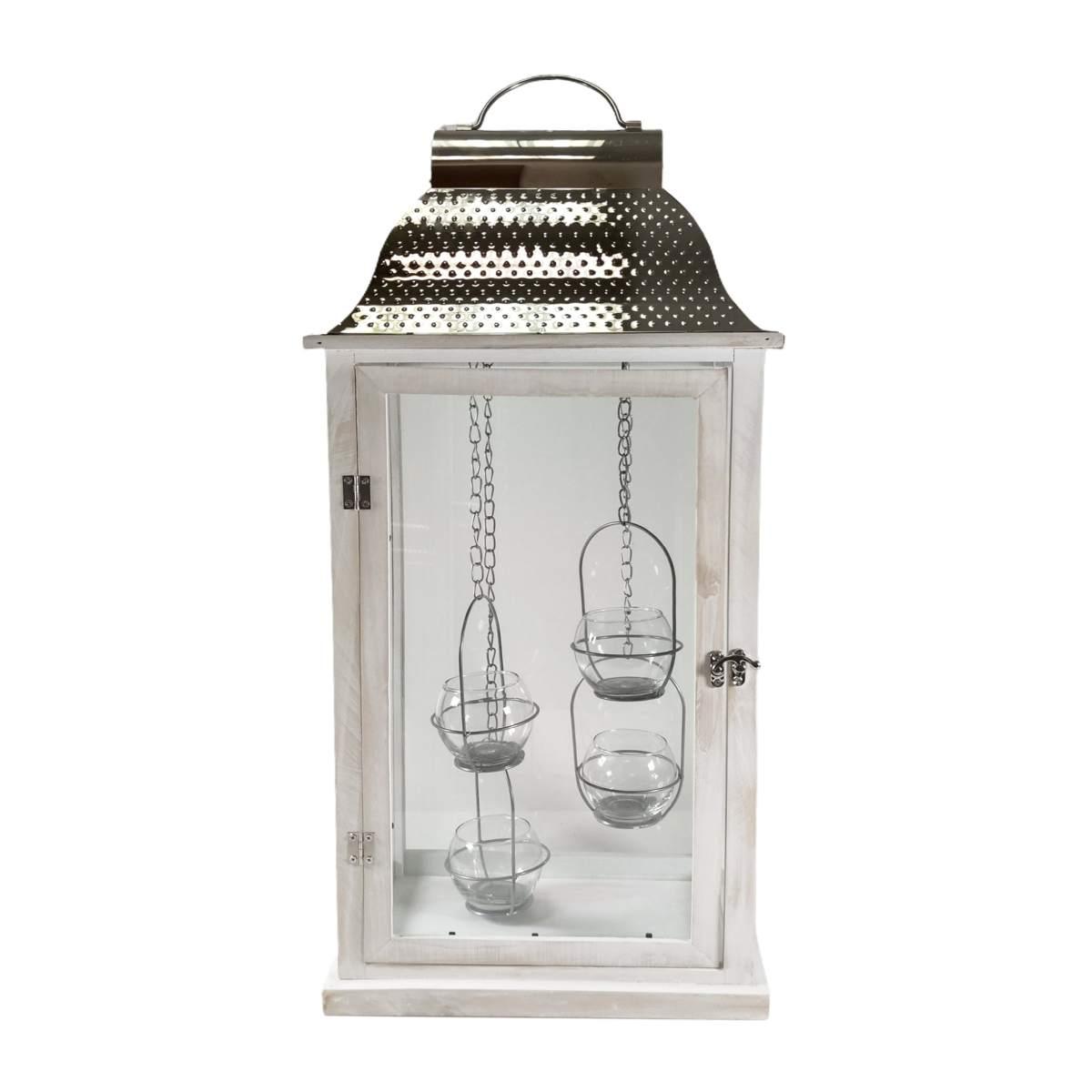 Lanterna cm.30X26Xh66 Legno con Tetto Metallo cm.66 |Vacchetti