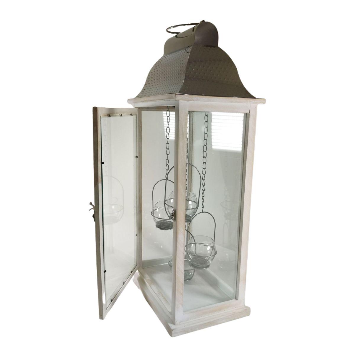 Lanterna cm.30X26Xh66 Legno con Tetto Metallo cm.66 |Vacchetti