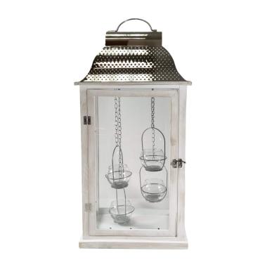 Lanterna cm.30X26Xh66 Legno con Tetto Metallo cm.66 |Vacchetti