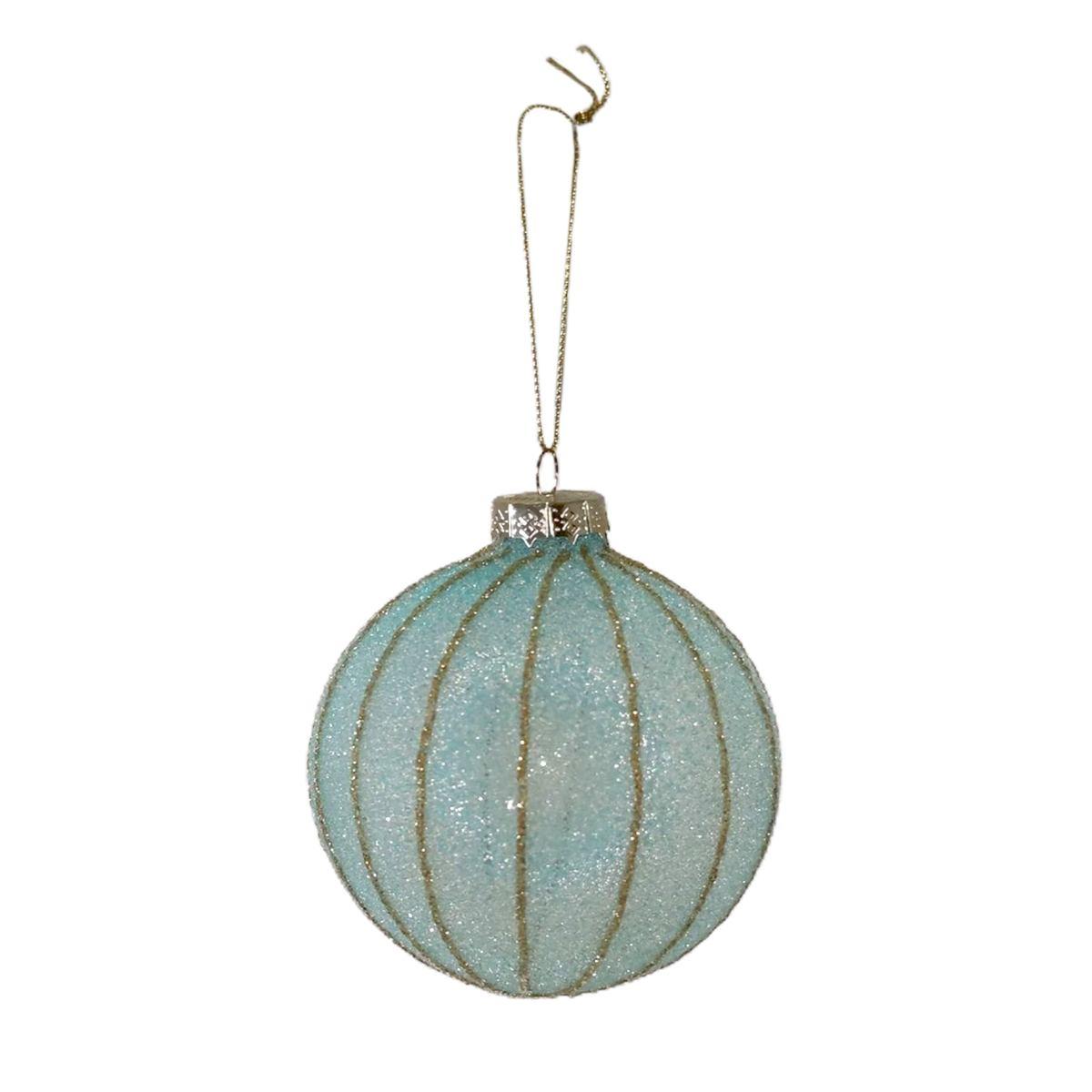 Pallina Natale Vetro cm.Ø8 Azzurra Oro |Vacchetti
