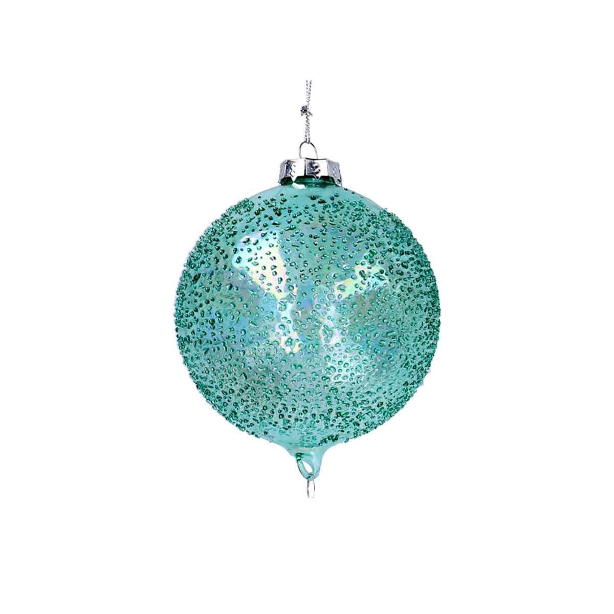 Pallina Natale Vetro cm.Ø8 Verde con Effetto Bolle |Vacchetti
