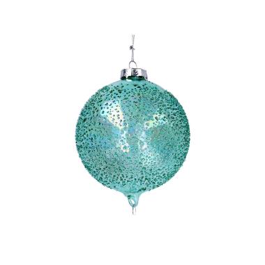 Pallina Natale Vetro cm.Ø8 Verde con Effetto Bolle |Vacchetti