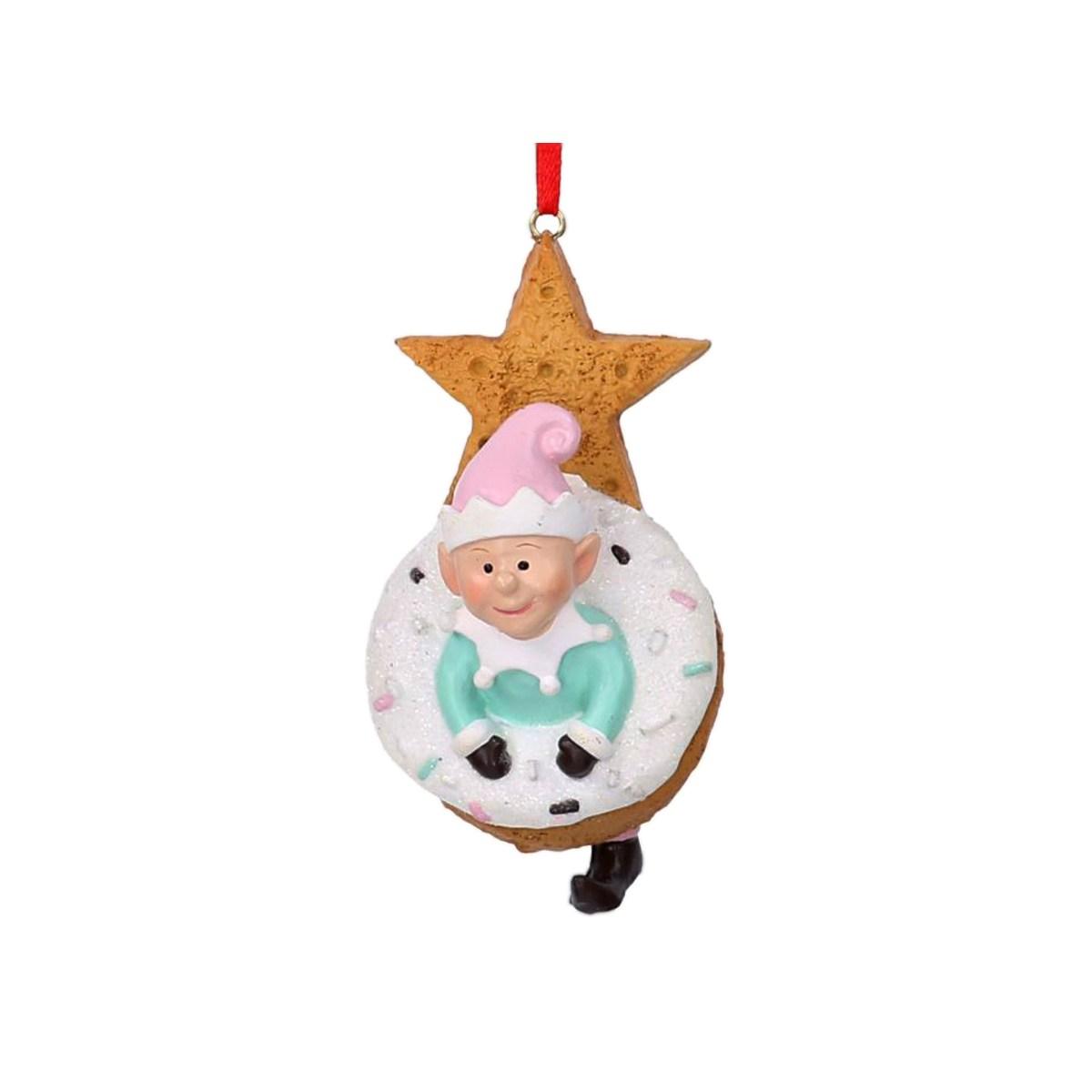 Decorazione Natalizia Elfo Resina Bianco/Rosa cm.10/20 |Vacchetti