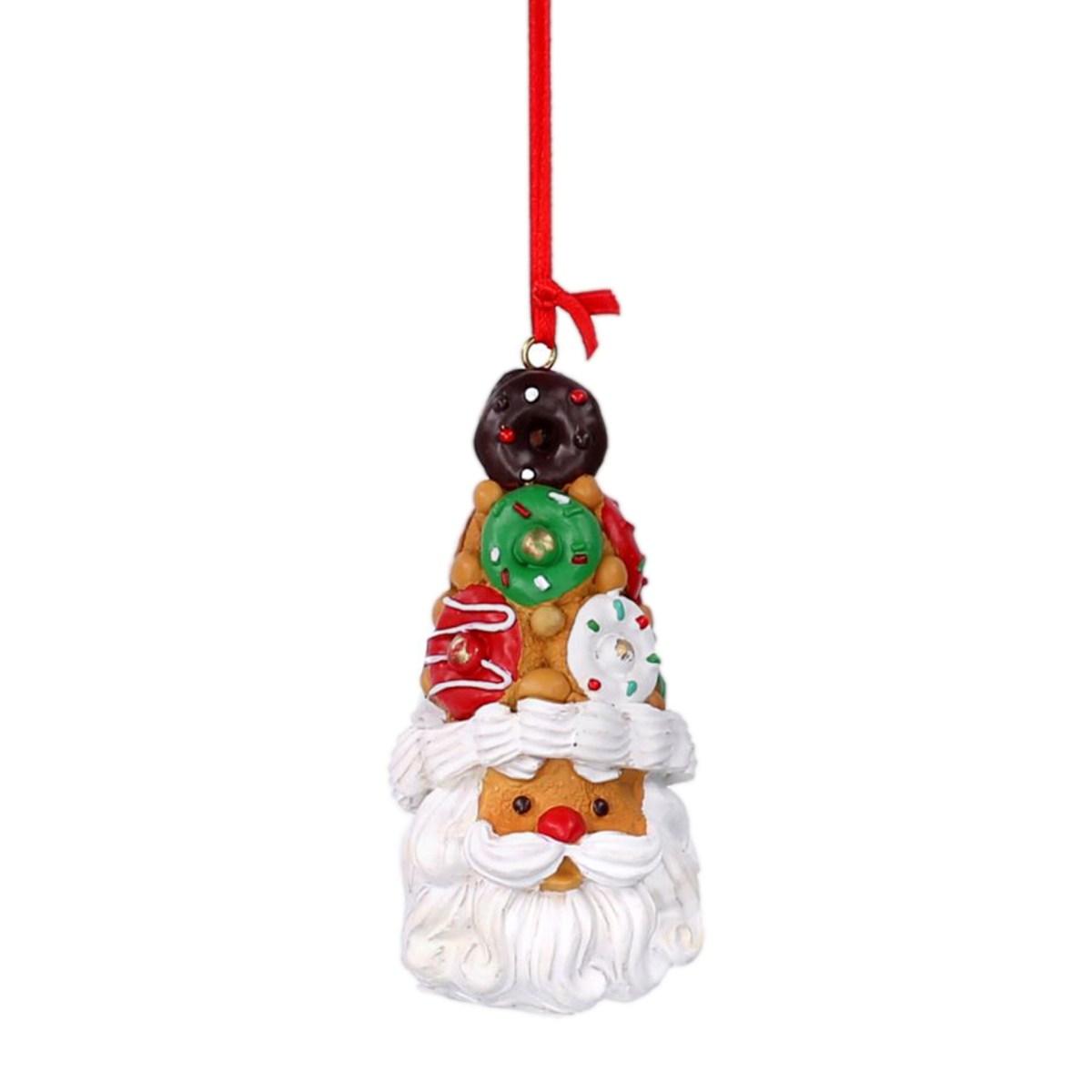 Decorazione Natalizia Babbo Resina con Ciambelle cm.4x8,5 |Vacchetti