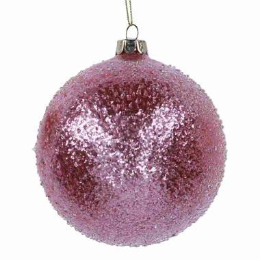 Pallina Natale Vetro cm.Ø8 Rosa con Brillantini |Vacchetti