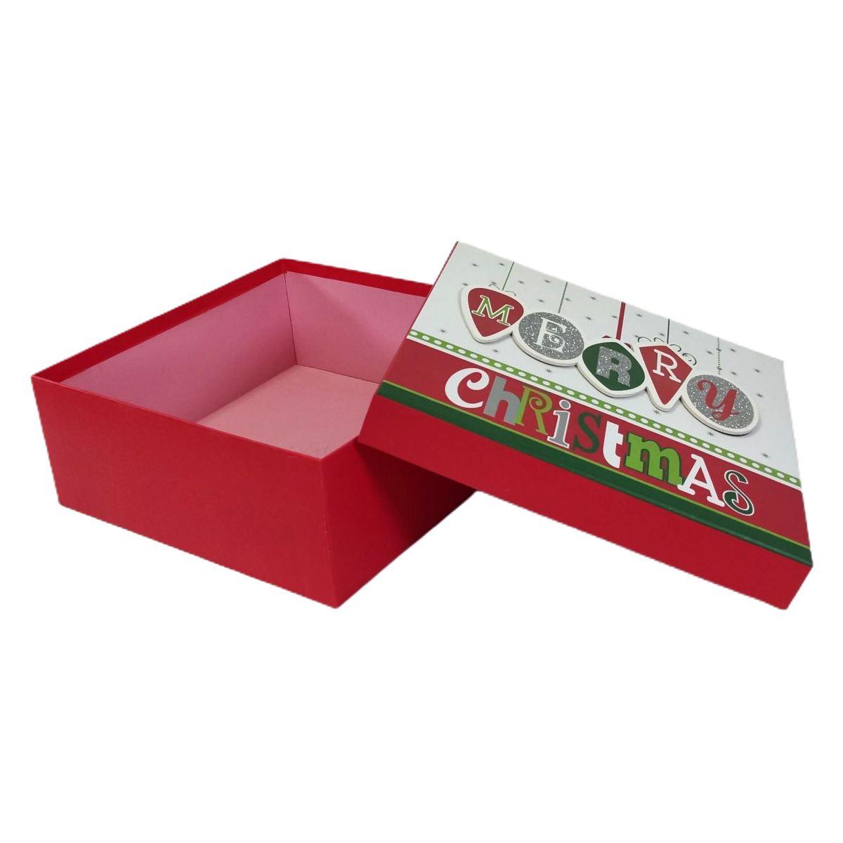 Scatola Natale Quadrata Rossa cm.21x21x9 |Vacchetti