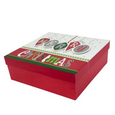 Scatola Natale Quadrata Rossa cm.21x21x9 |Vacchetti