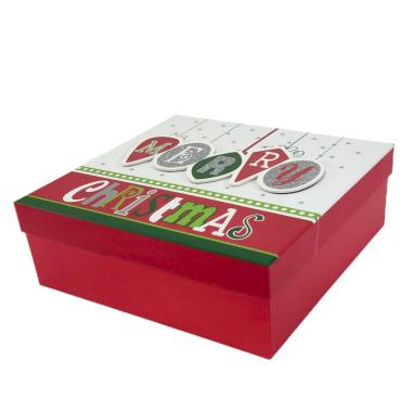 Scatola Natale Quadrata Rossa cm.24x24xh10 |Vacchetti