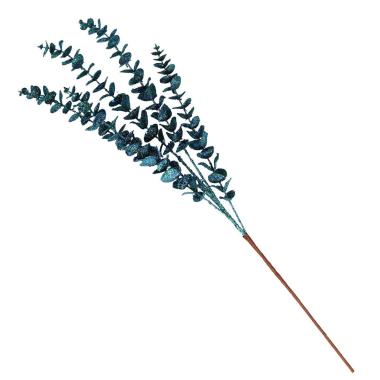 Fiore Ramo Foglie Blu Petrolio Glitter cm.80 |Vacchetti