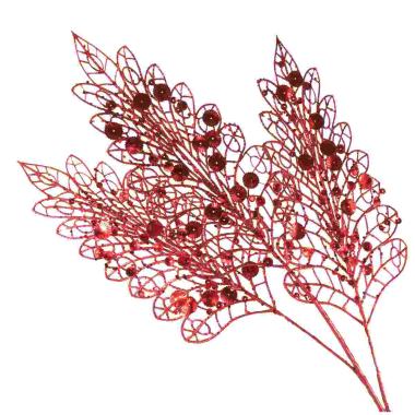 Fiore Ramo Rosso con Paillettes cm.78 |Vacchetti