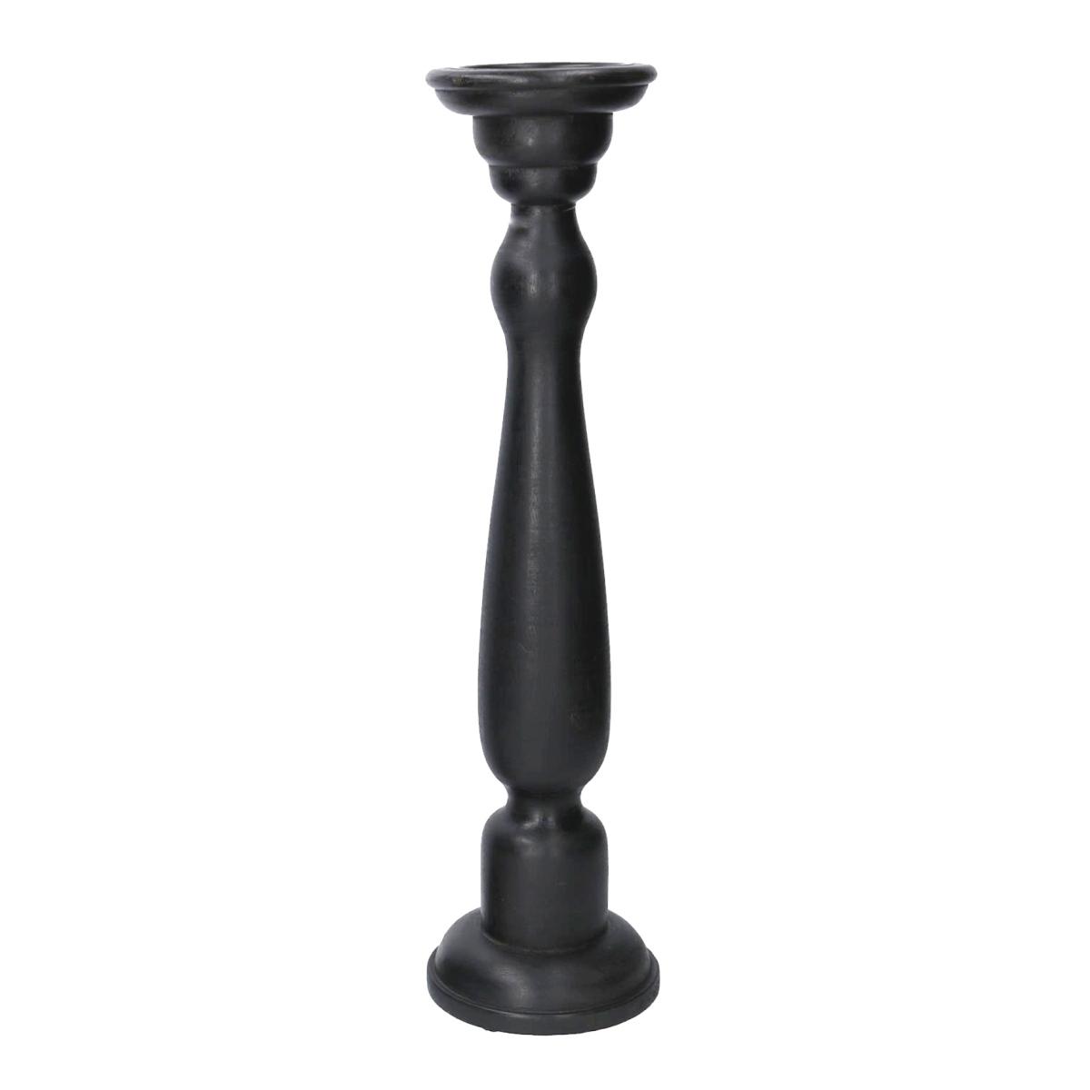 Portacandela Legno 1 Posto Nero cm.12xh49 |Vacchetti