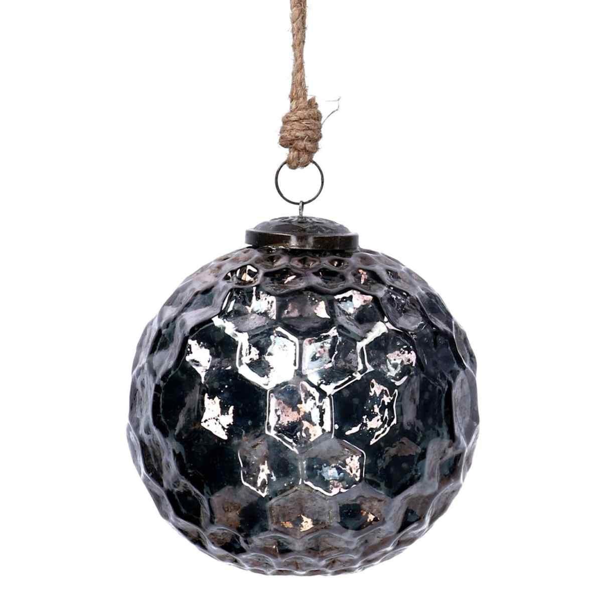 Pallina Natale Vetro cm.Ø13 Argento Martellato |Vacchetti