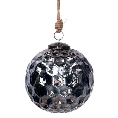 Pallina Natale Vetro cm.Ø13 Argento Martellato |Vacchetti