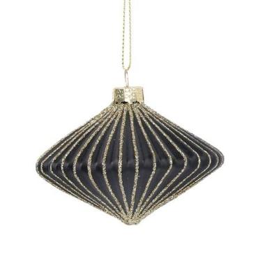 Pallina Natale Vetro cm.Ø8 Nera con Glitter Oro |Vacchetti