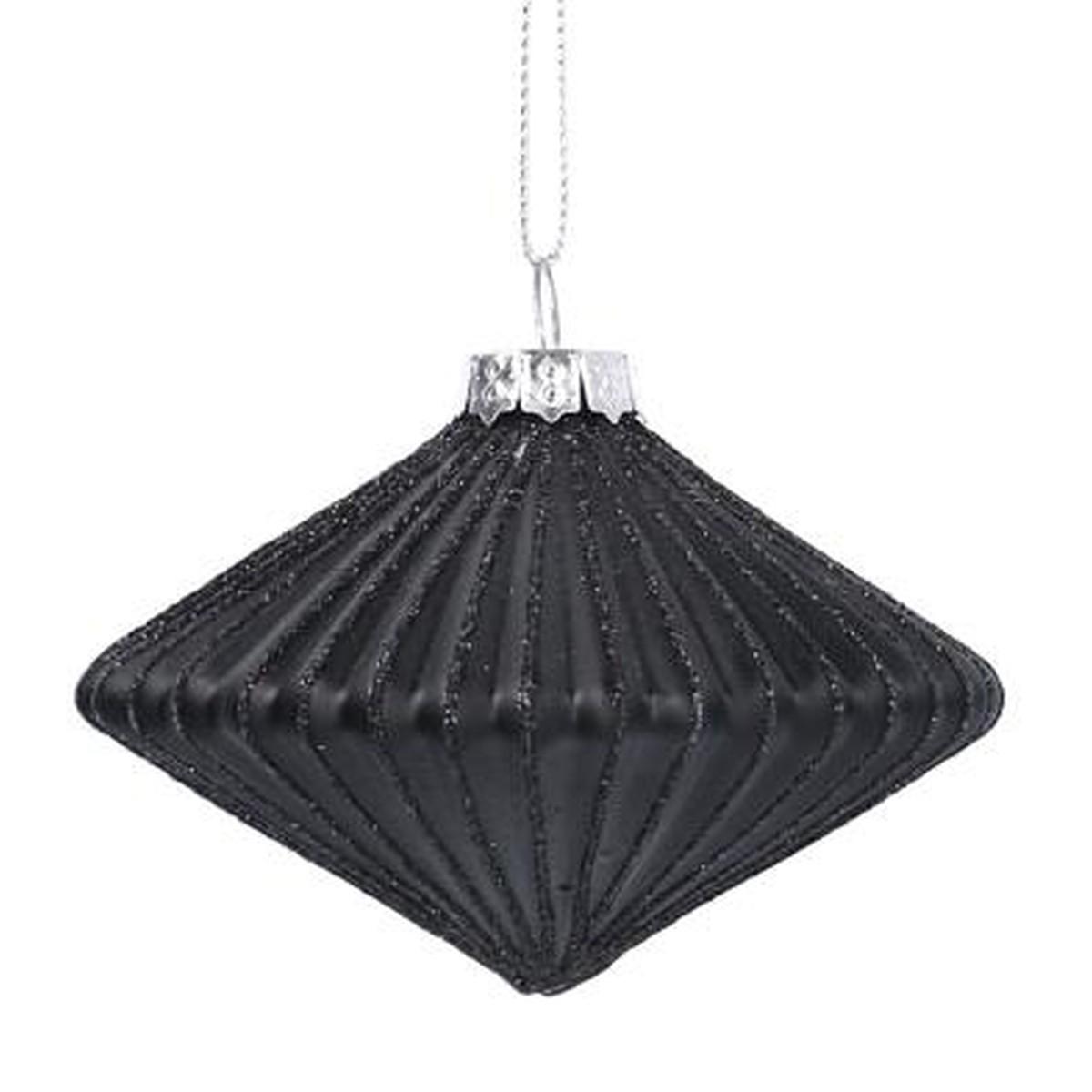 Pallina Natale Vetro cm.Ø8 Nera con Glitter Oro |Vacchetti