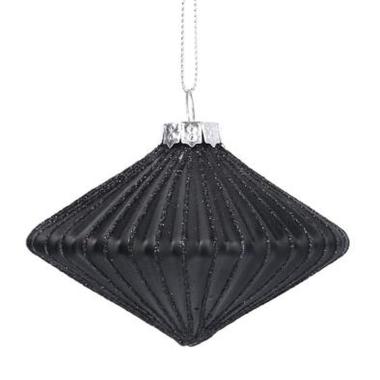 Pallina Natale Vetro cm.Ø8 Nera con Glitter Oro |Vacchetti