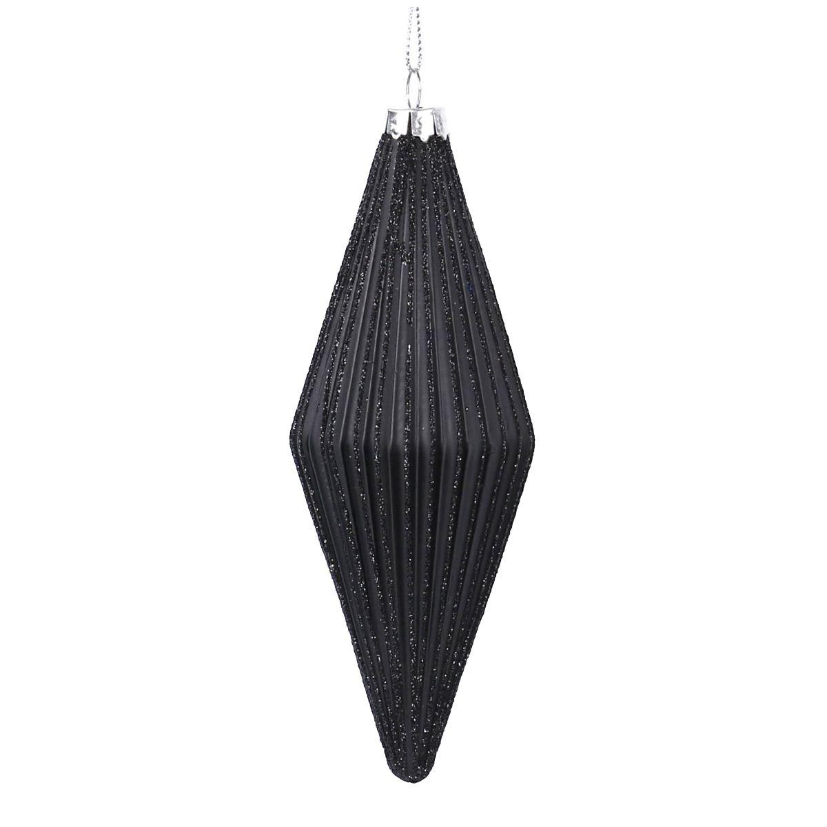 Pallina Natale Vetro cm.13,5 Goccia Nera con Glitter |Vacchetti