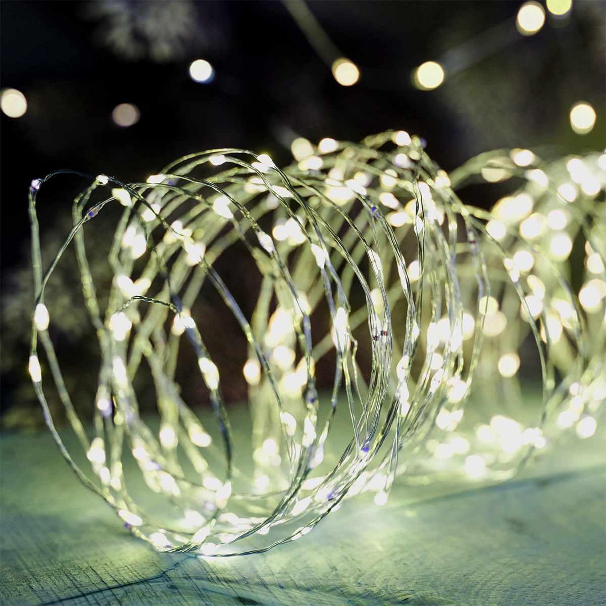 Luci Natale esterno LED 300 Micro Copper Bianco Caldo Filo Rame Argento |Silani