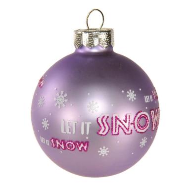 Pallina Natale Vetro cm.Ø6 Lilla Opaco con Scritte |Inge's Glass
