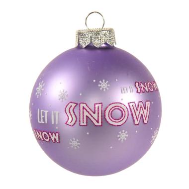 Pallina Natale Vetro cm.Ø8 Lilla Opaco con Scritte |Inge's Glass