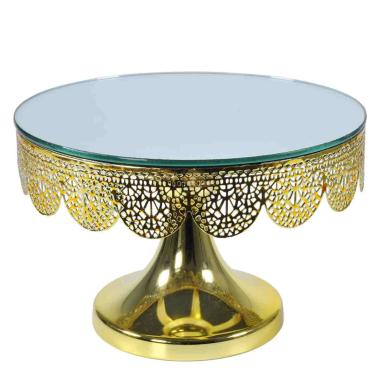 Centrotavola Alzata Metallo Oro con Specchio cm.Ø20 | Silani