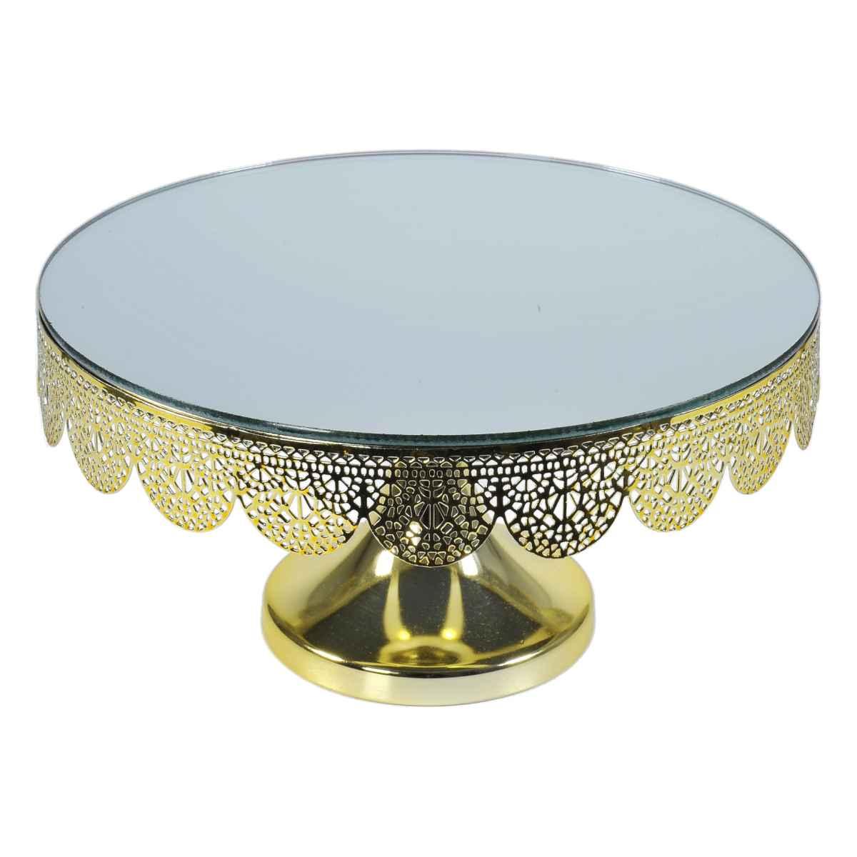 Centrotavola Alzata Metallo Oro con Specchio cm.Ø25 | Silani