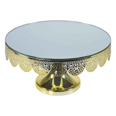 Centrotavola Alzata Metallo Oro con Specchio cm.Ø25 | Silani