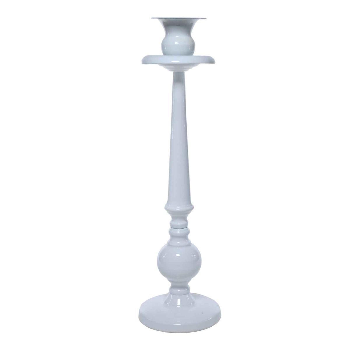 Candeliere con 1 Posto Candela Metallo Bianco cm.Ø10x36 |Silani