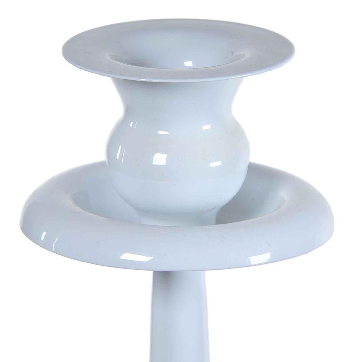 Candeliere con 1 Posto Candela Metallo Bianco cm.Ø10x36 |Silani