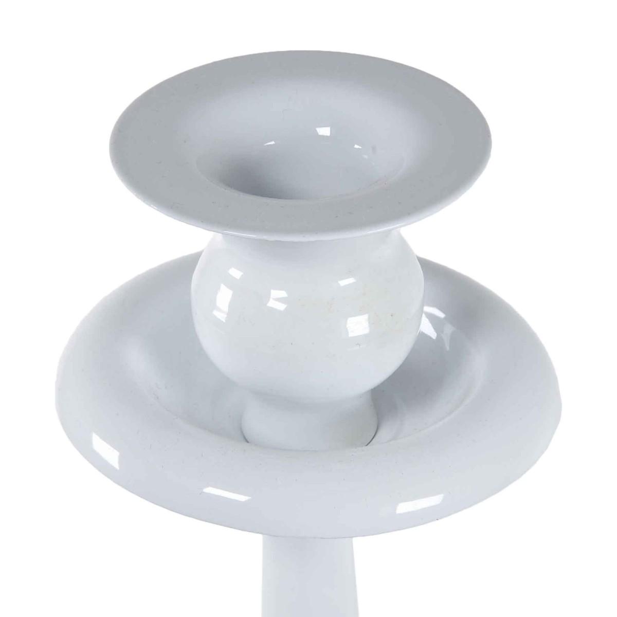Candeliere con 1 Posto Candela Metallo Bianco cm.Ø10x36 |Silani