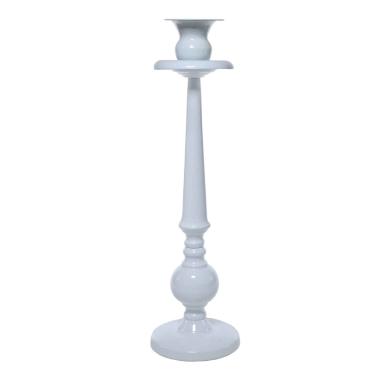 Candeliere con 1 Posto Candela Metallo Bianco cm.Ø10x36 |Silani