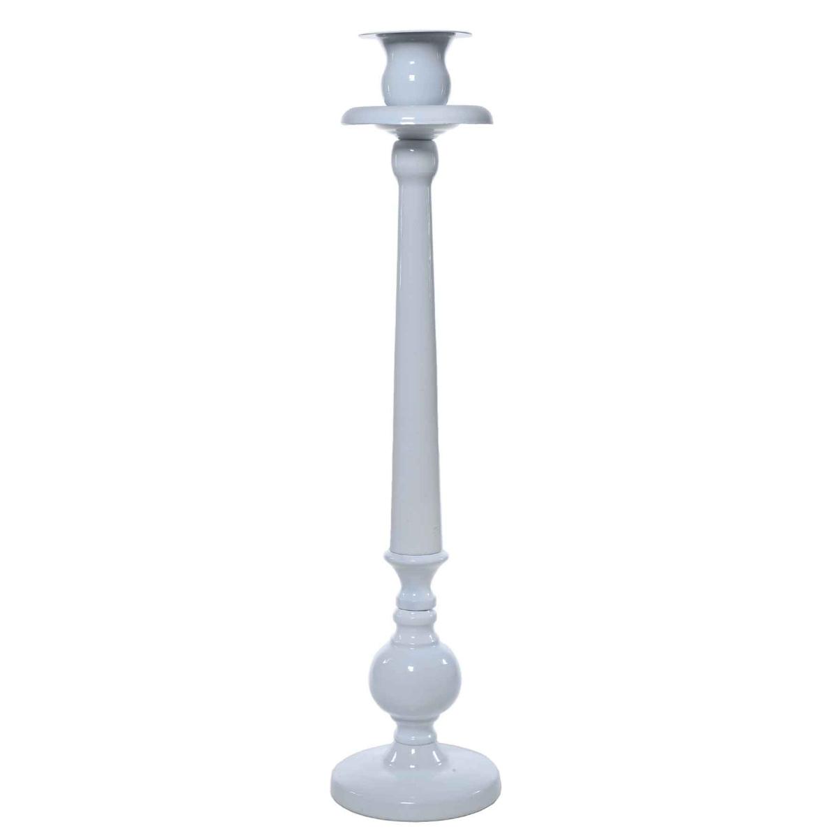 Candeliere con 1 Posto Candela Metallo Bianco cm.Ø10x44 |Silani