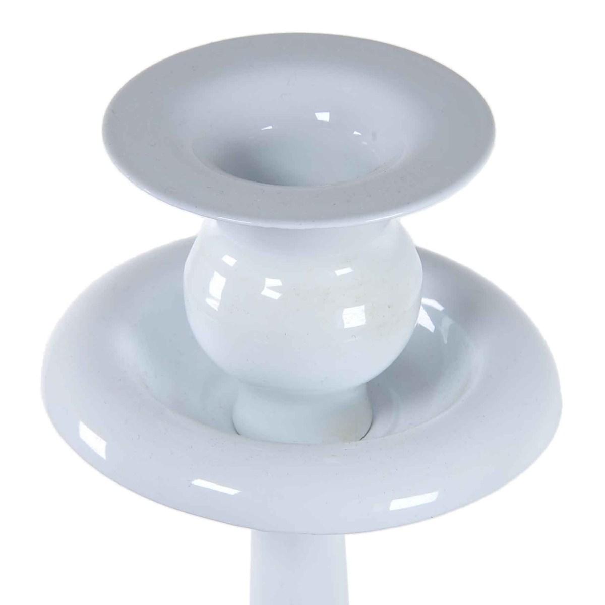 Candeliere con 1 Posto Candela Metallo Bianco cm.Ø10x44 |Silani