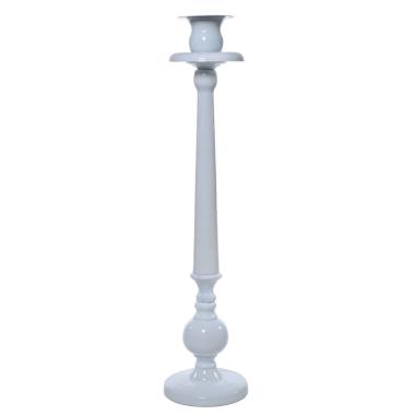 Candeliere con 1 Posto Candela Metallo Bianco cm.Ø10x44 |Silani