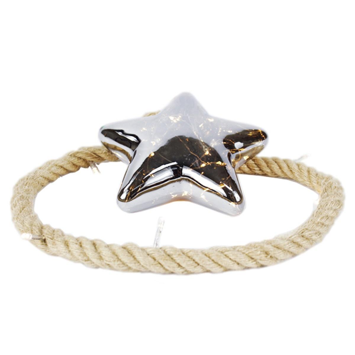 Decorazione Natalizia Stella cm.10 con Corda e Luce LED cm.30 |Silani
