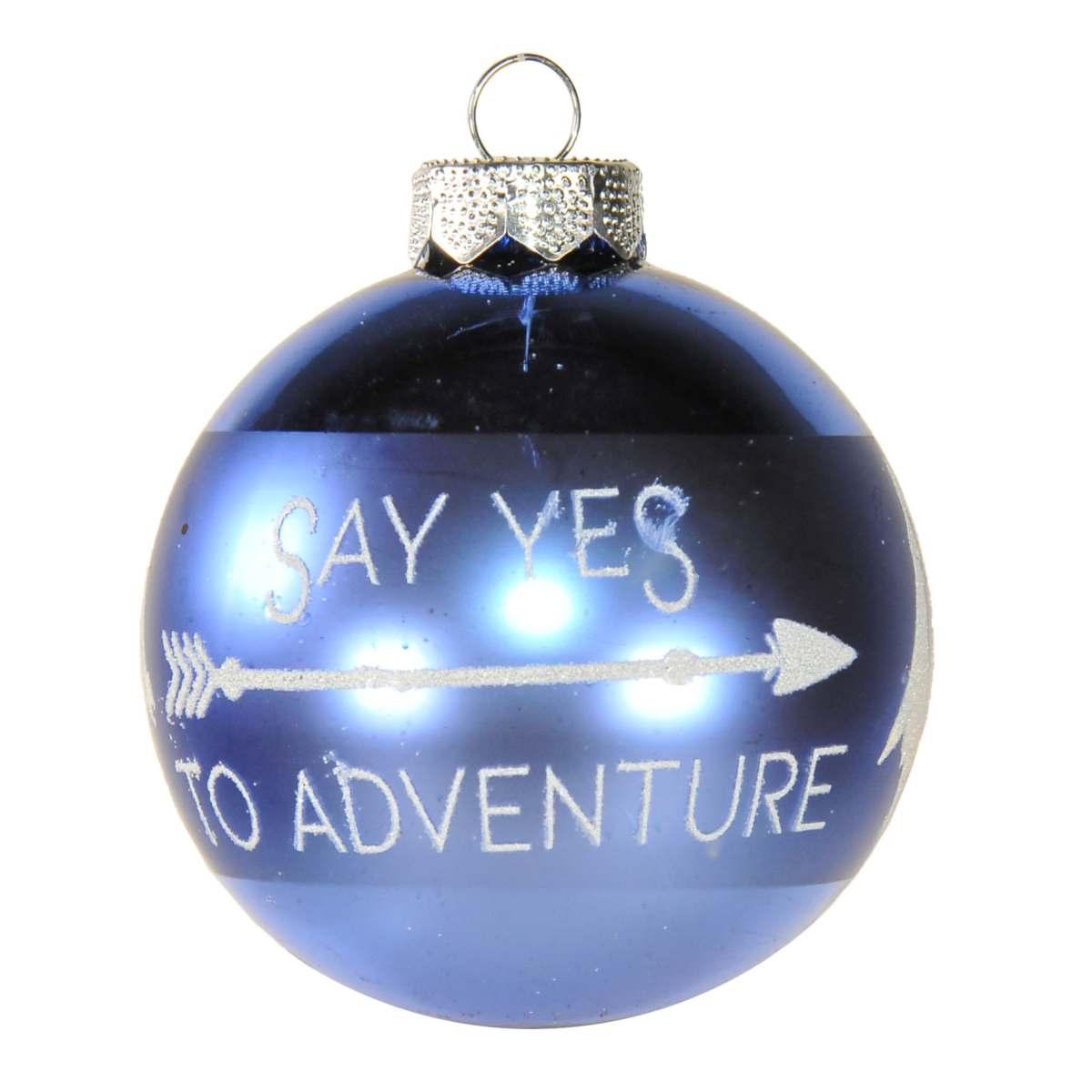 Pallina Natale Vetro cm.Ø8 Blu Lucida con Scritte |Inge's Glass