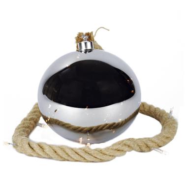 Decorazione Natalizia Sfera cm.Ø12 con Corda e Luce LED cm.150 |Silani