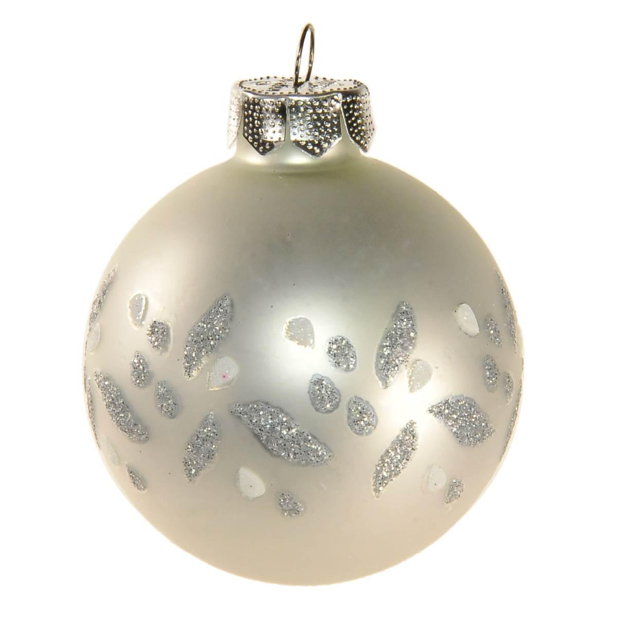Pallina Natale Vetro cm.Ø6 Bianco Opaco con Strass |Inge's Glass
