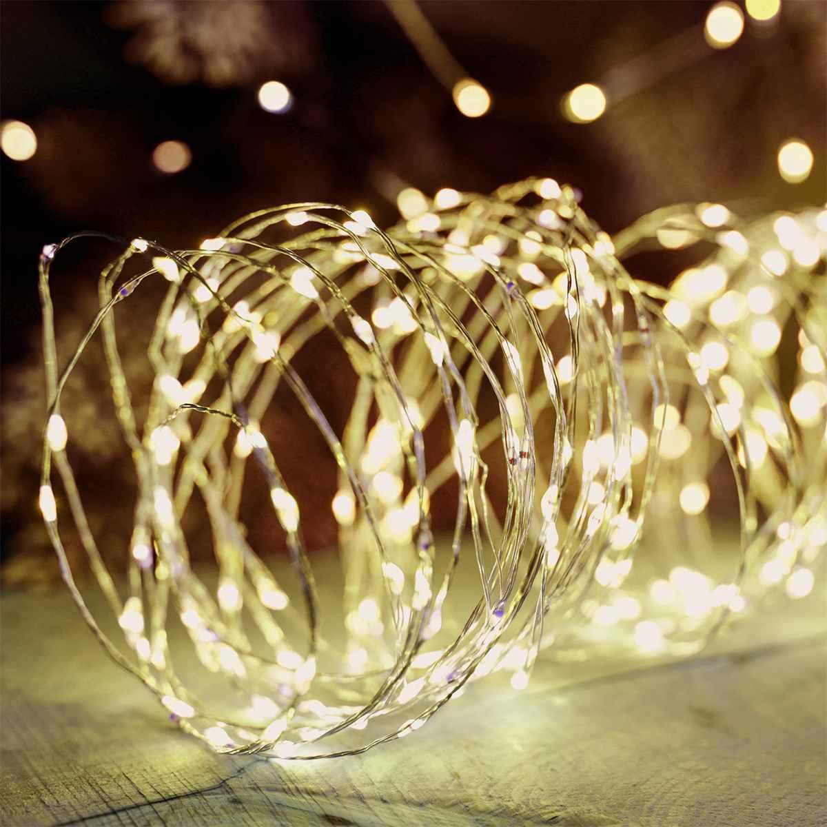 Luci Natale esterno LED 450 Micro Copper Bianco Caldo Filo Rame Argento |Silani