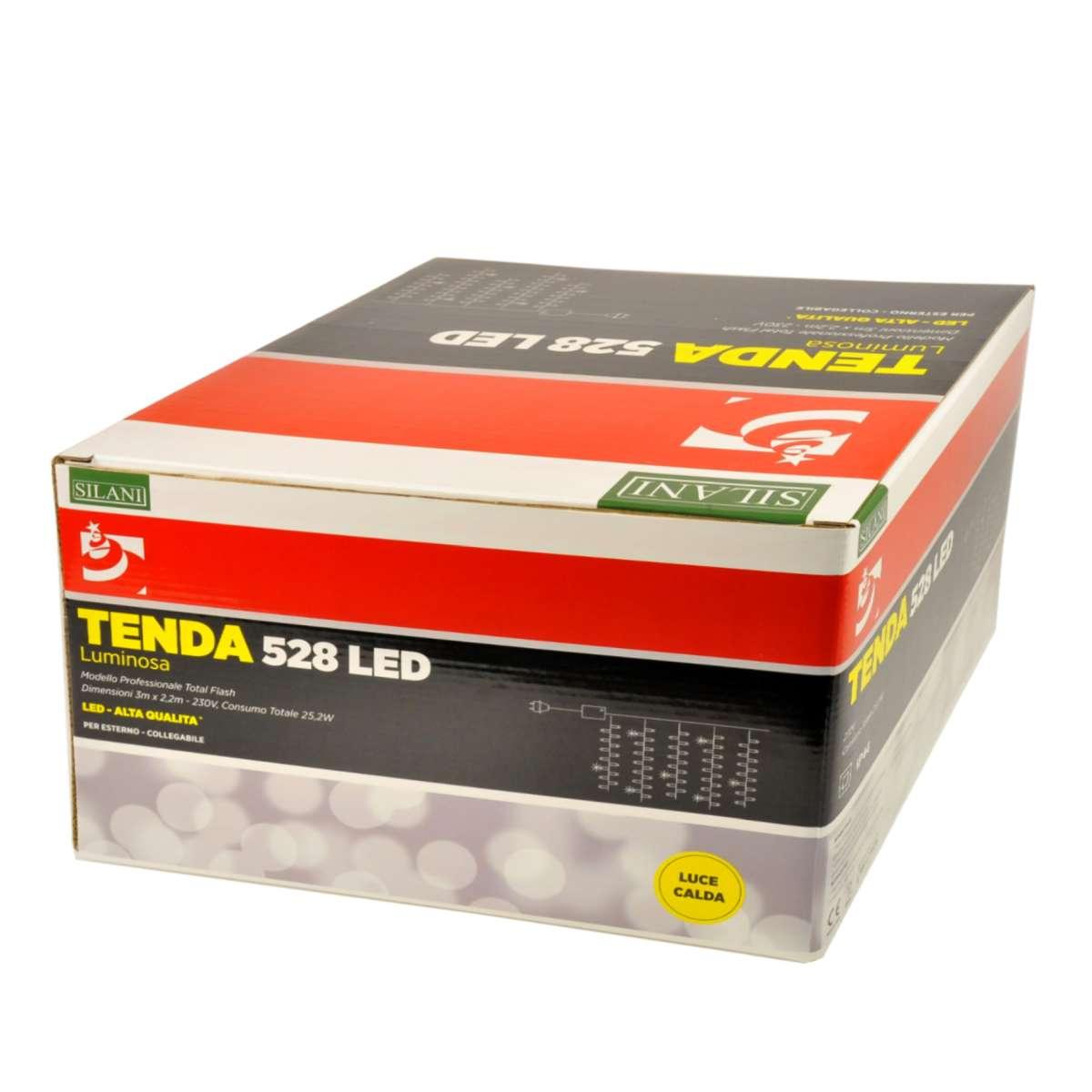 Luci Natale Tenda Esterno Professionale LED 528 Bianco Caldo Prolungabile cm.300Xh220 |Silani
