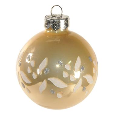 Pallina Natale Vetro cm.Ø6 Champagne Lucida con Strass |Inge's Glass