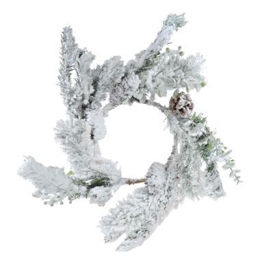Ghirlanda cm.Ø41 Verde Innevata con Pigne |Silani