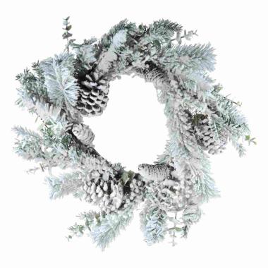 Ghirlanda cm.Ø61 Verde Innevata con Pigne |Silani