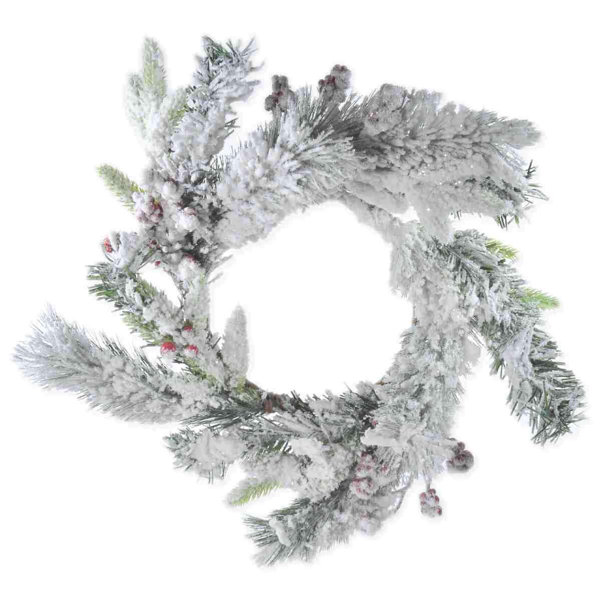 Ghirlanda cm.Ø41 Verde Innevata con Pigne e Bacche |Silani
