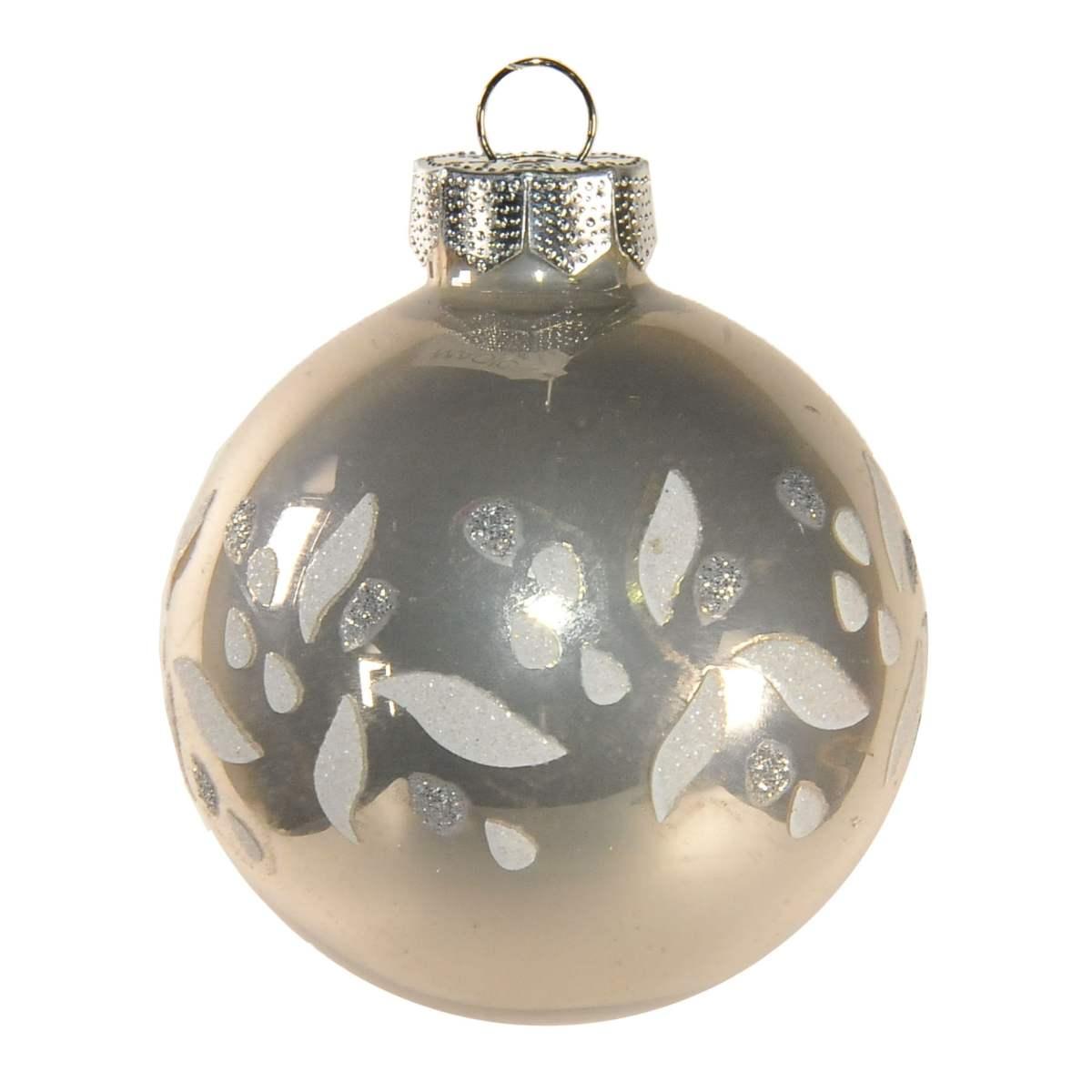 Pallina Natale Vetro cm.Ø6 Argento Lucido con Strass |Inge's Glass
