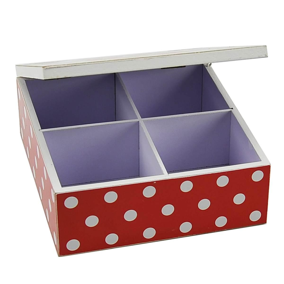 Scatola Porta Tè 4 Posti Legno Fiori | M2 Store