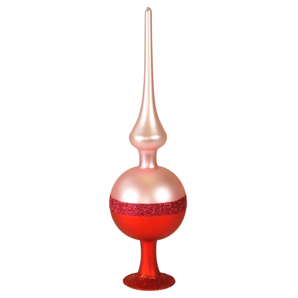 Puntale Albero Natale Vetro cm.25 Rosa con Glitter |Inge's Glass